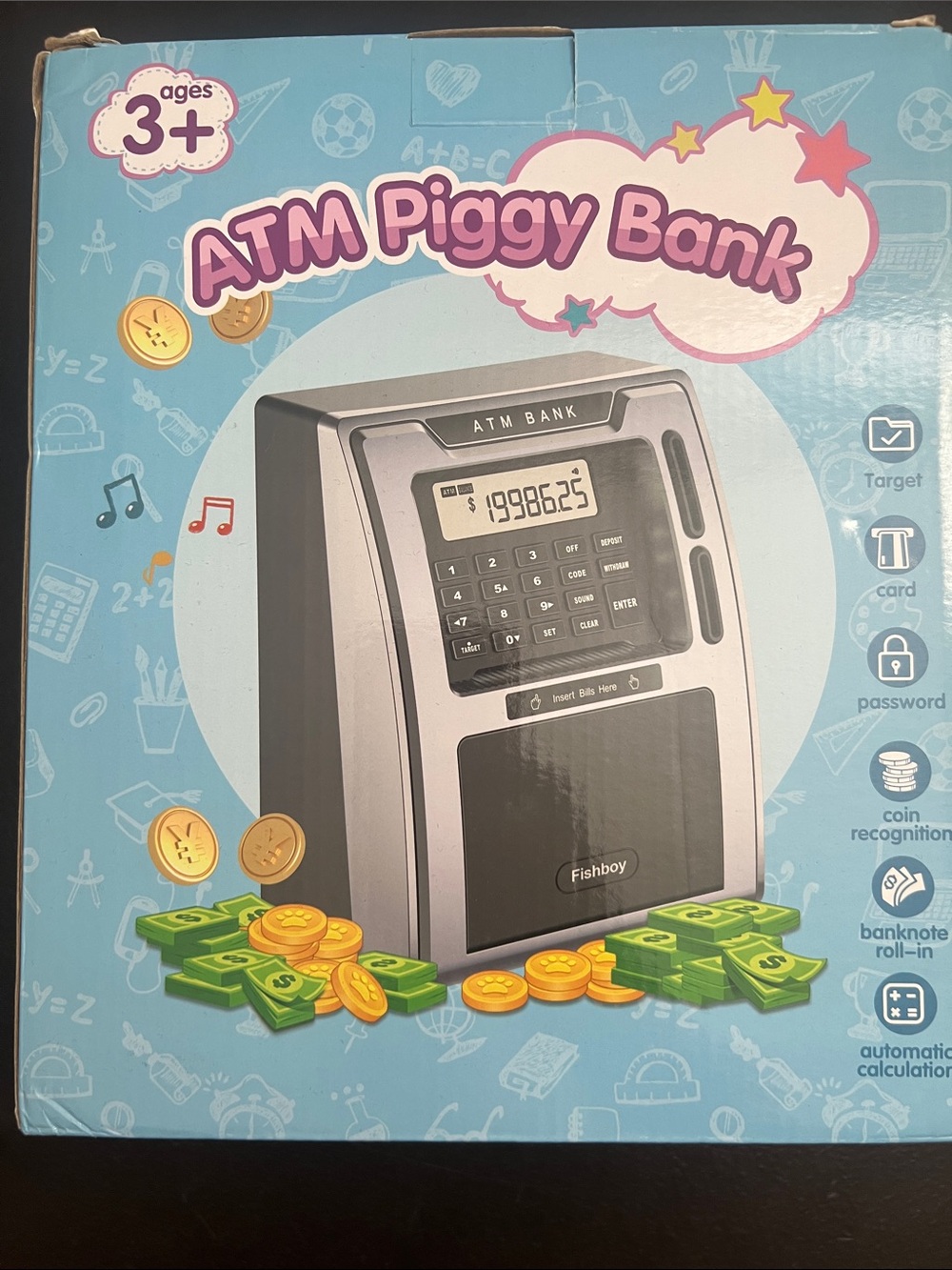 ATM Piggy Bank Electronic Savings Máquina - Silver and Black